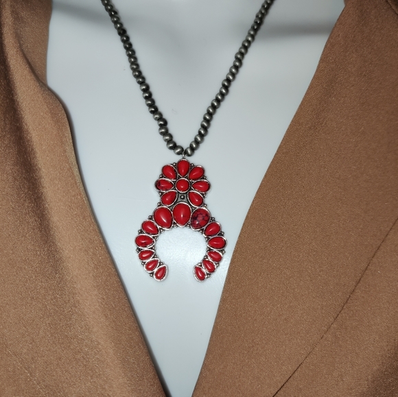 ####NWT-UPC  Red  Geometric Charm Necklace - Picture 2 of 3